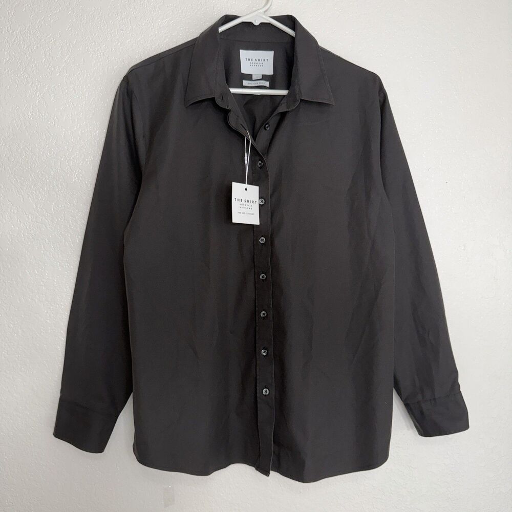 The Shirt Jet Set Icon Shirt Rochelle Behrens LARGE Black Button Up Minimalist